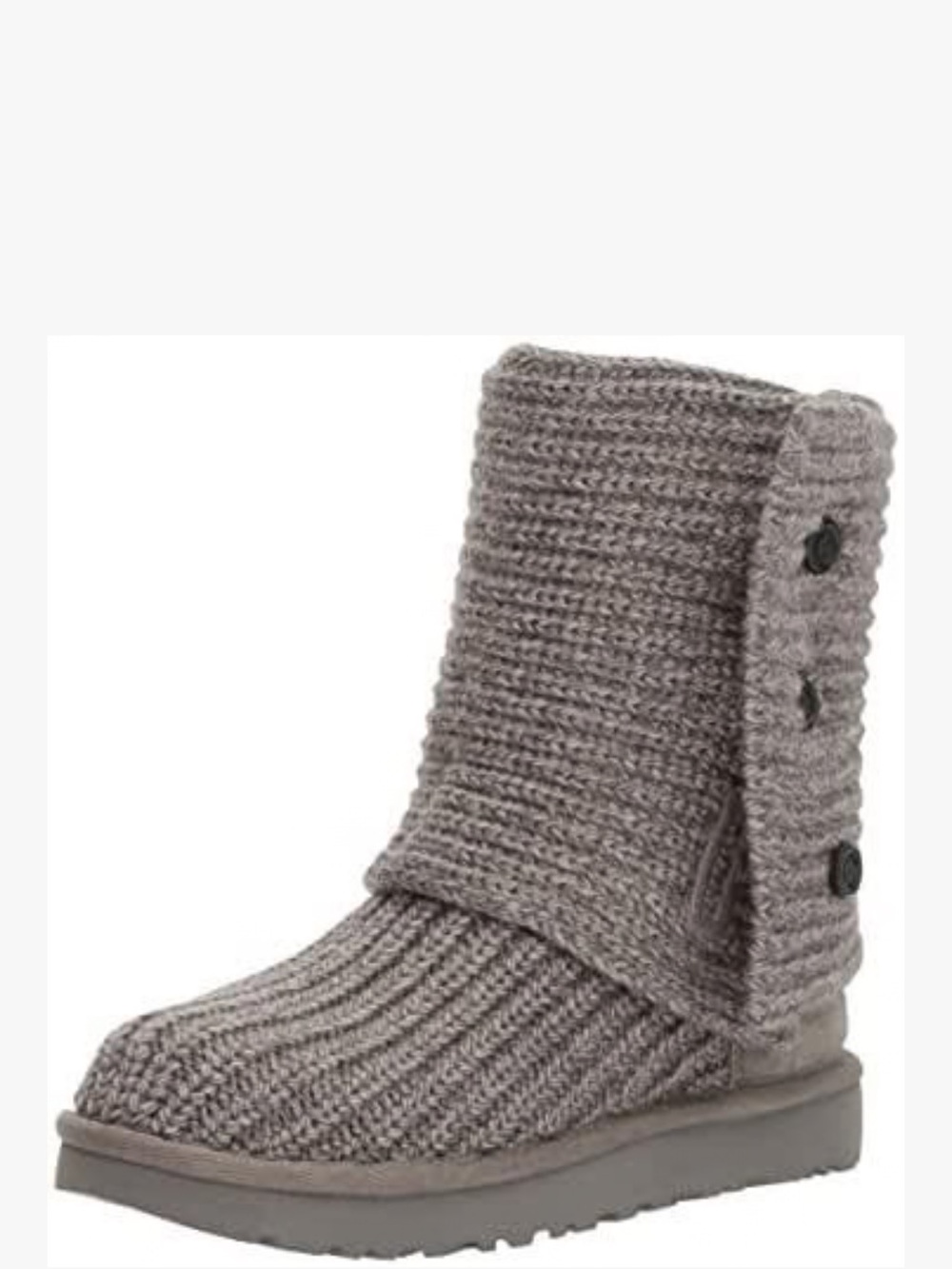 UGG Gray Knit Button-Accent Winter Boot